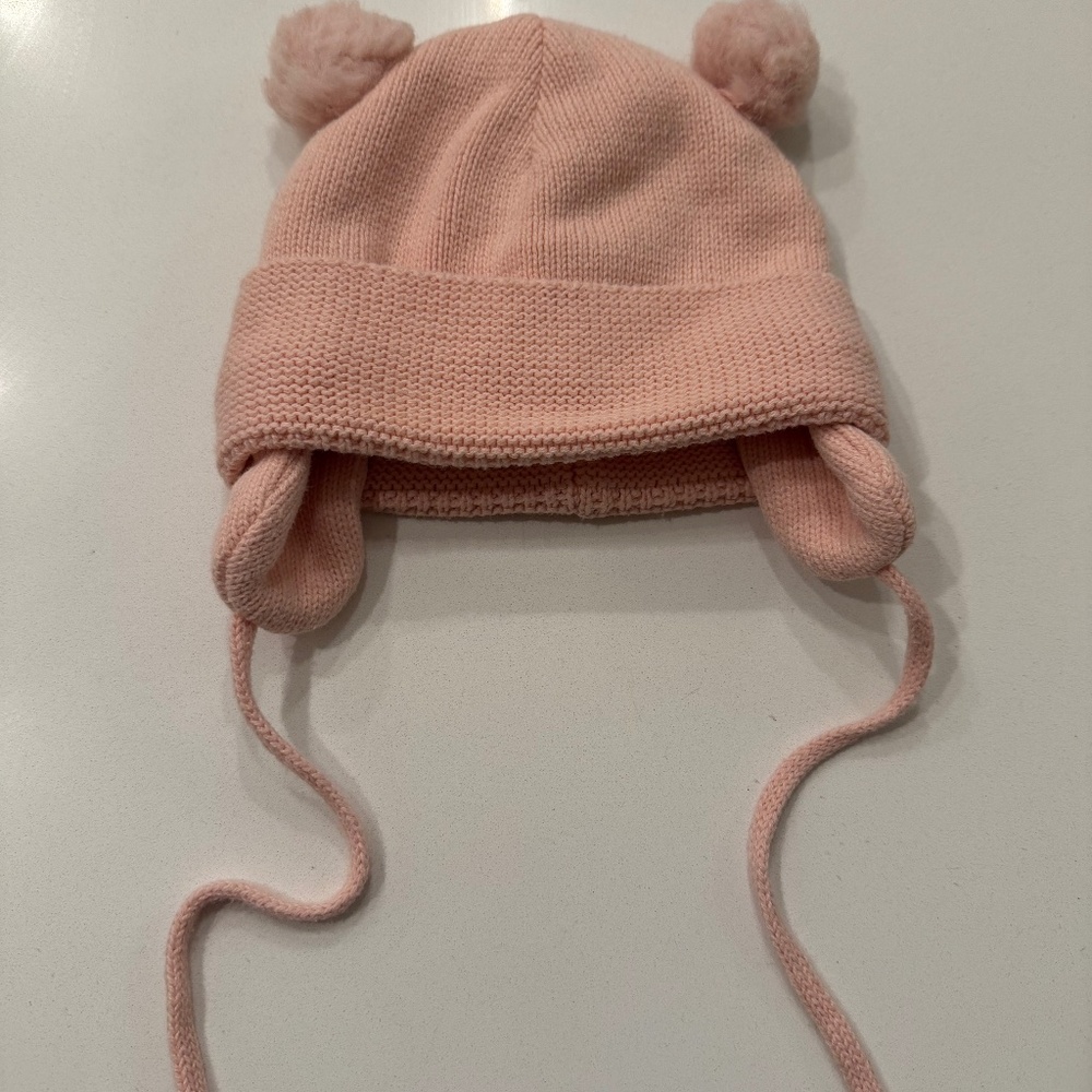 Adorable Pink, Fleece Lined H&M Hat w/ Ties -- Excellent Condition!